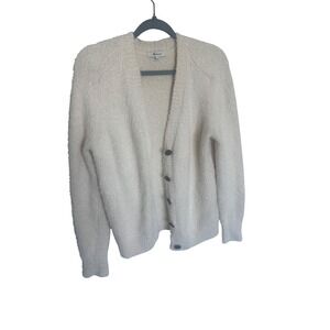 Madewell Womens Eyelash Knit V-Neck Cardigan Sweater Cream White Size S